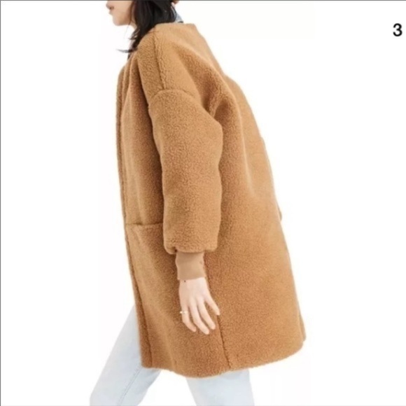 💋Madewell Sherpa caramel tan light brown cocoon jacket coat - Picture 6 of 13